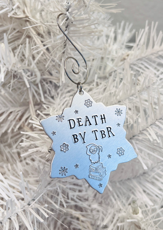 Death by TBR | Hand Stamped Holiday Ornament
