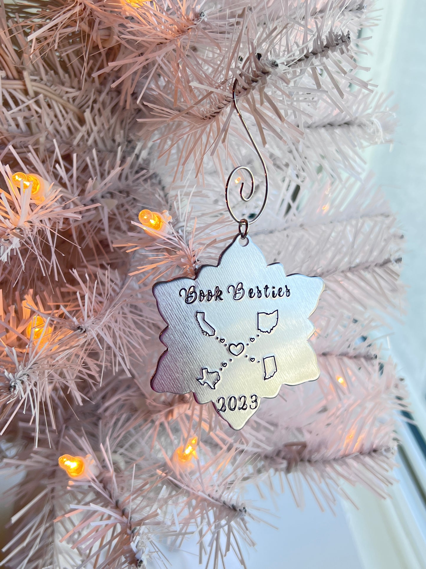 Custom | Personalized | Best Friends | Book Friends | Best Bitches in Different States | Hand Stamped Holiday Ornament