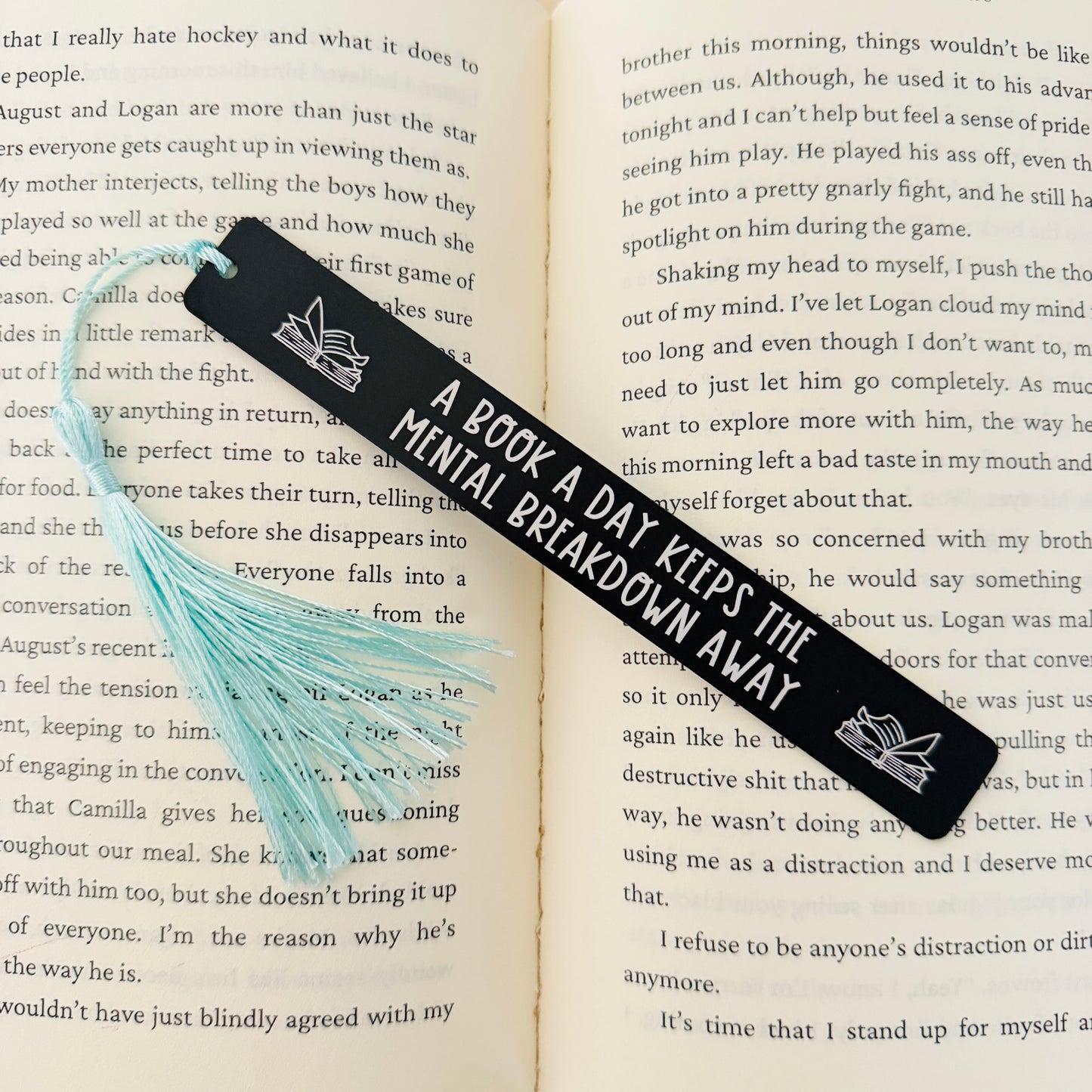 A book a day keeps the mental breakdown away | Engraved Bookmark