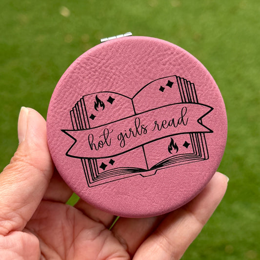 Hot Girls Read | Leatherette Compact Mirror