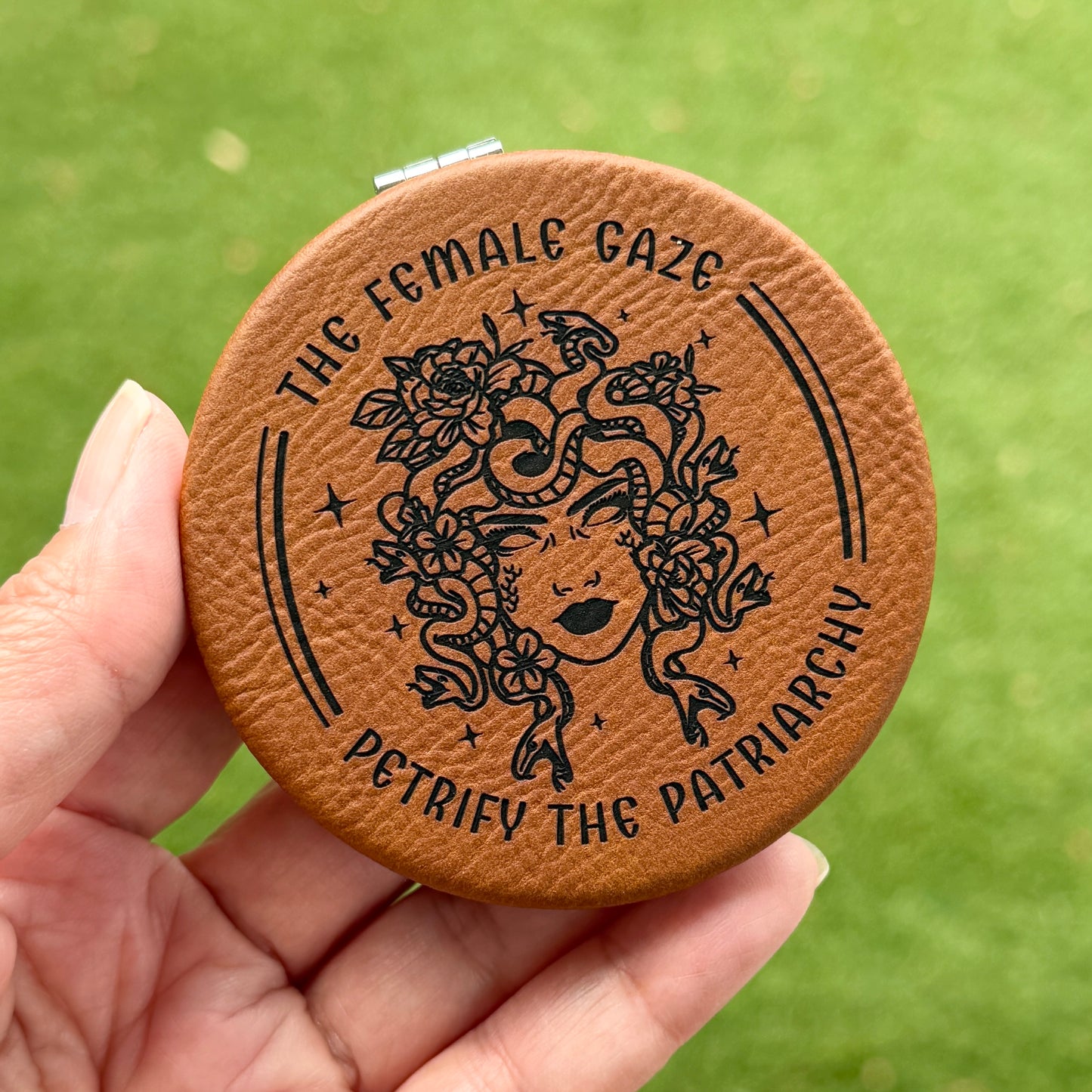 The female gaze - Petrify the patriarchy | Leatherette Compact Mirror