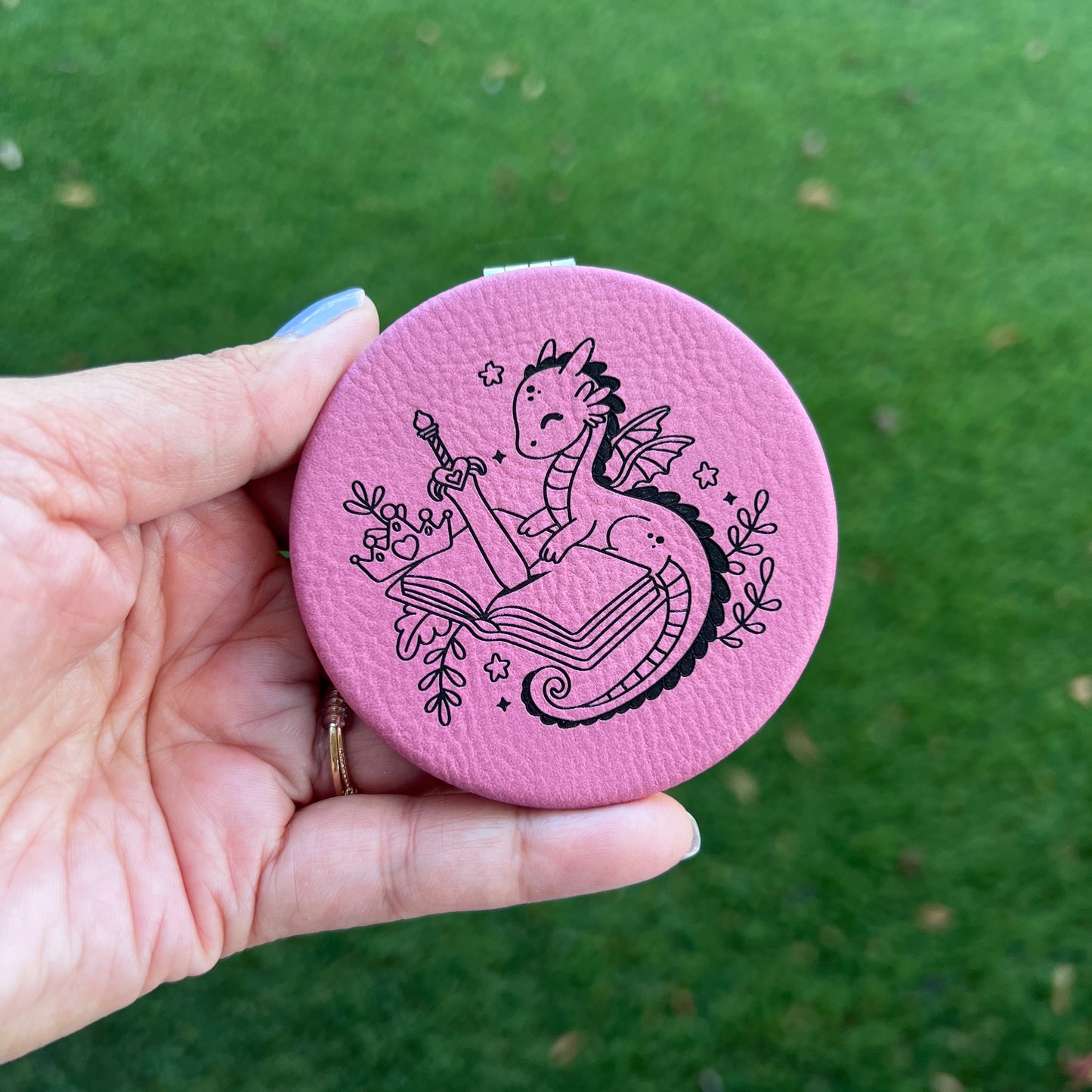 Fantasy Book Dragon | Leatherette Compact Mirror