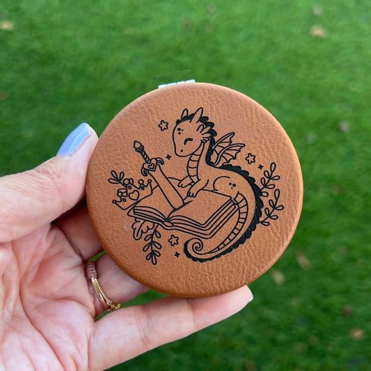 Fantasy Book Dragon | Leatherette Compact Mirror