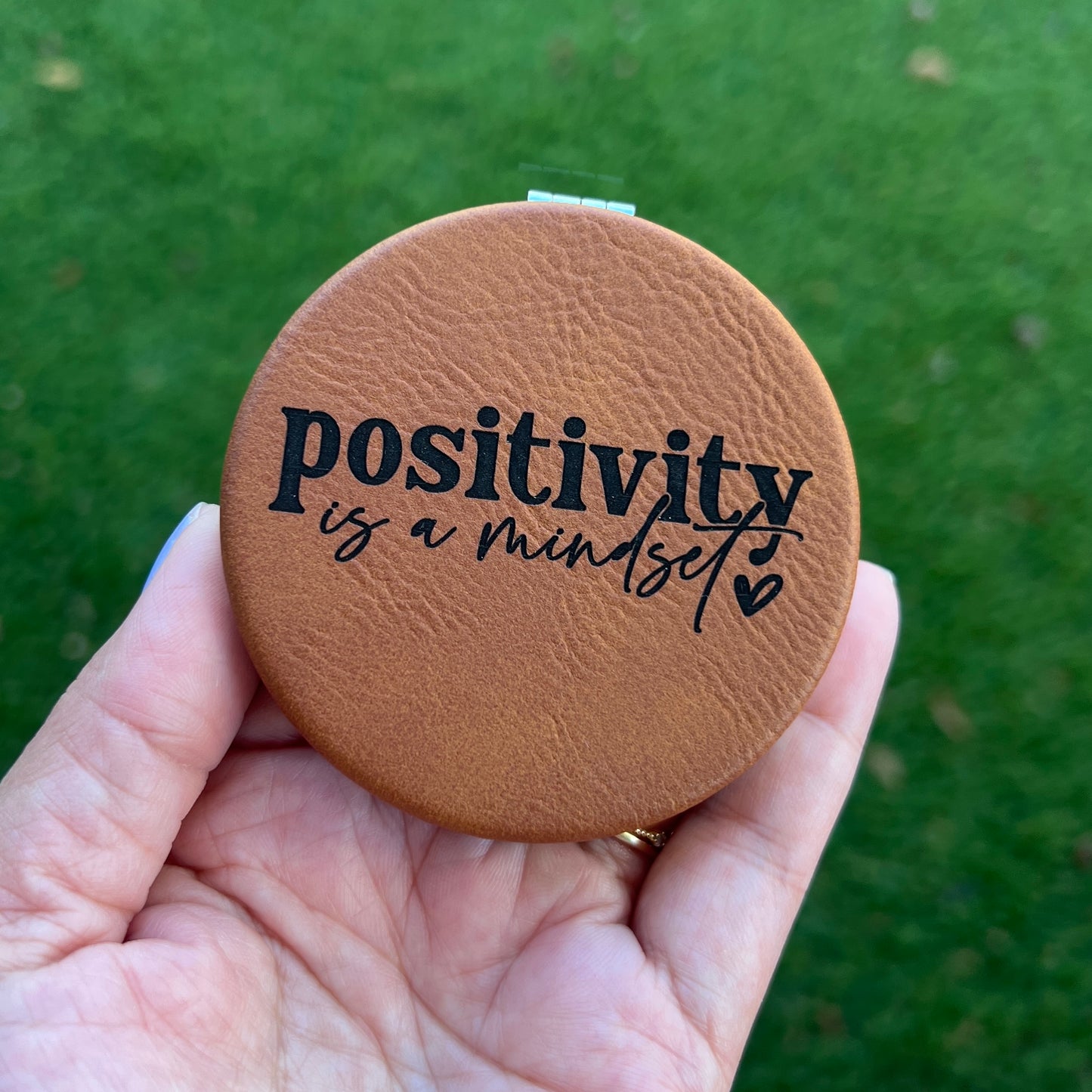 Positivity is a mindset | Leatherette Compact Mirror
