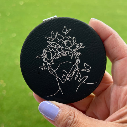 Hand Necklace | Leatherette Compact Mirror