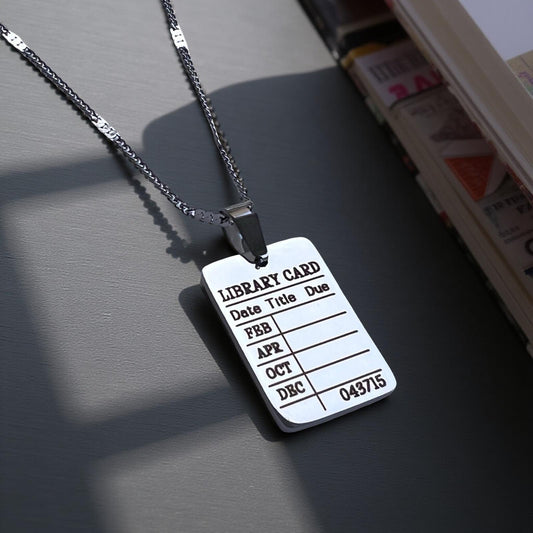 Library Checkout Card Necklace