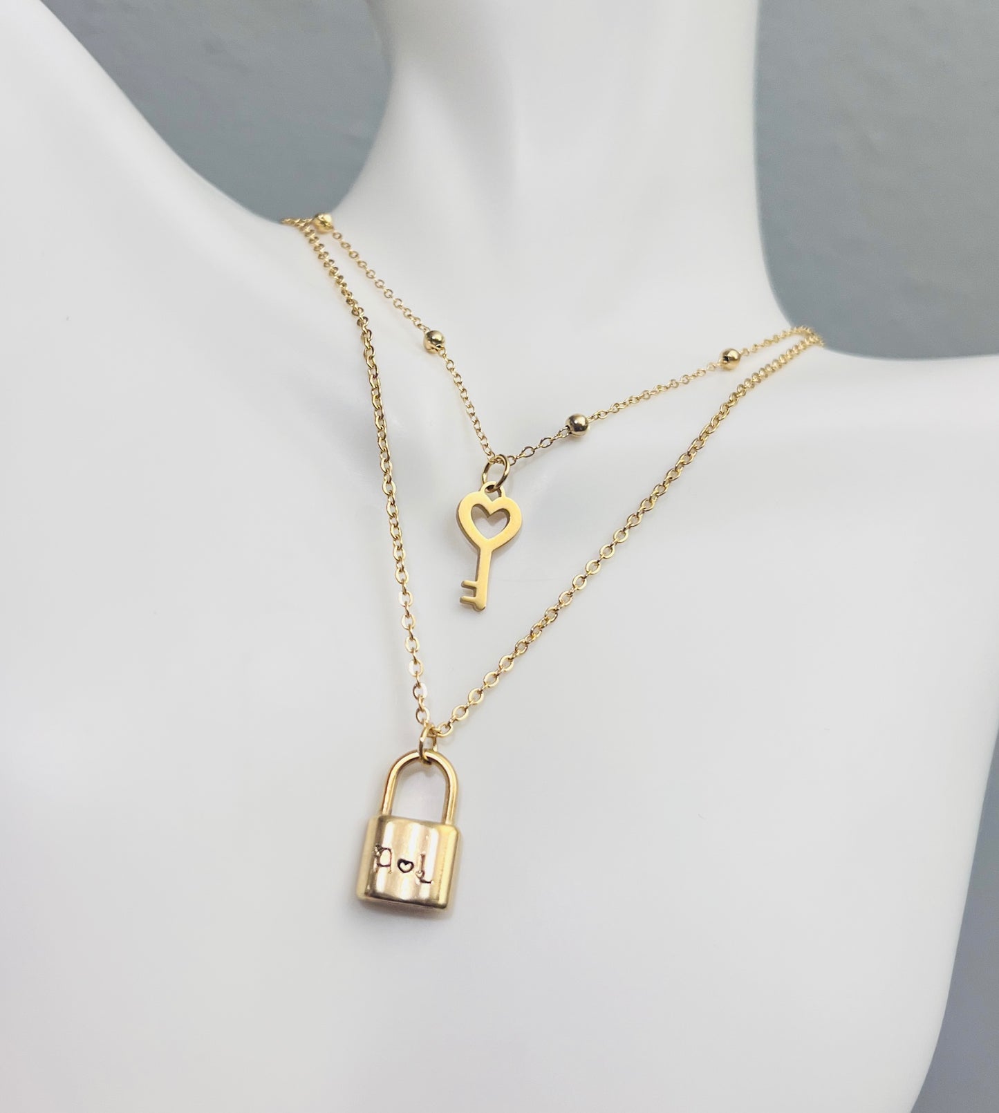 Dainty Padlock & Key Necklace | Custom | Personalized