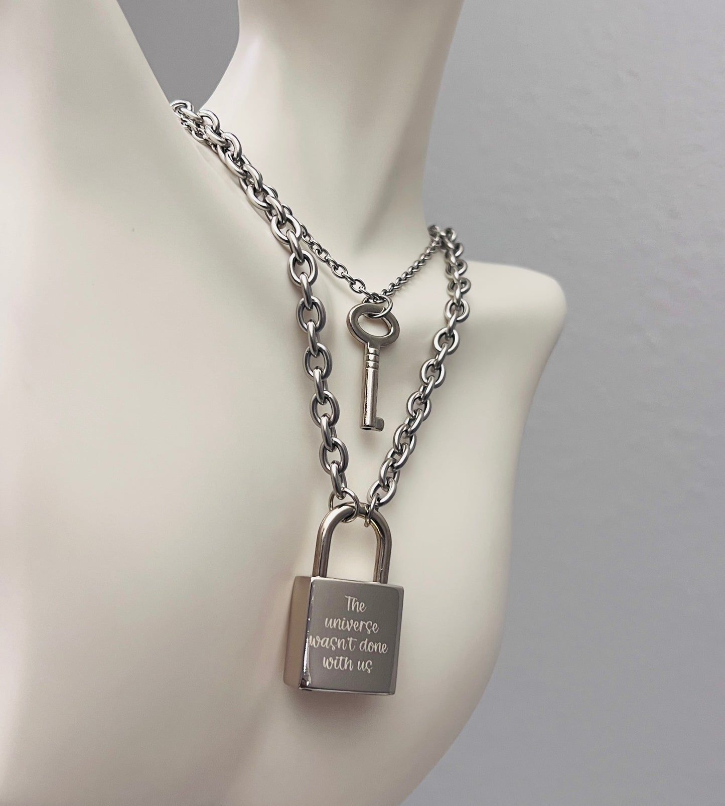 S and L | The universe wasn't done with us | Brit Benson | Padlock & Key Necklace Set