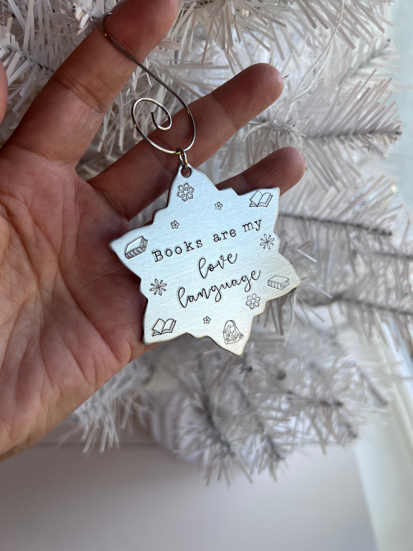 Books Are My Love Language | Hand Stamped Holiday Ornament