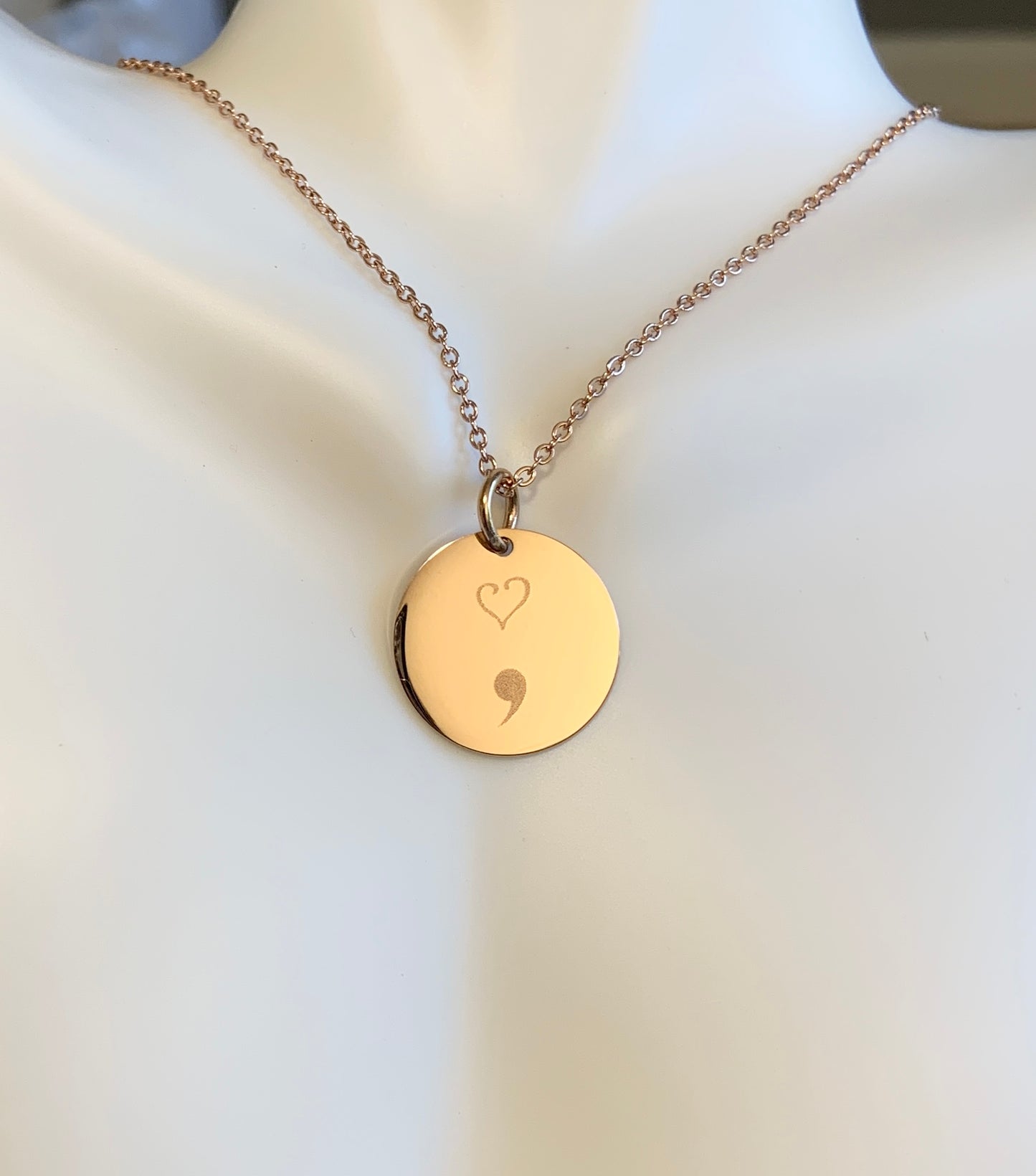Semi-Colon Heart Necklace