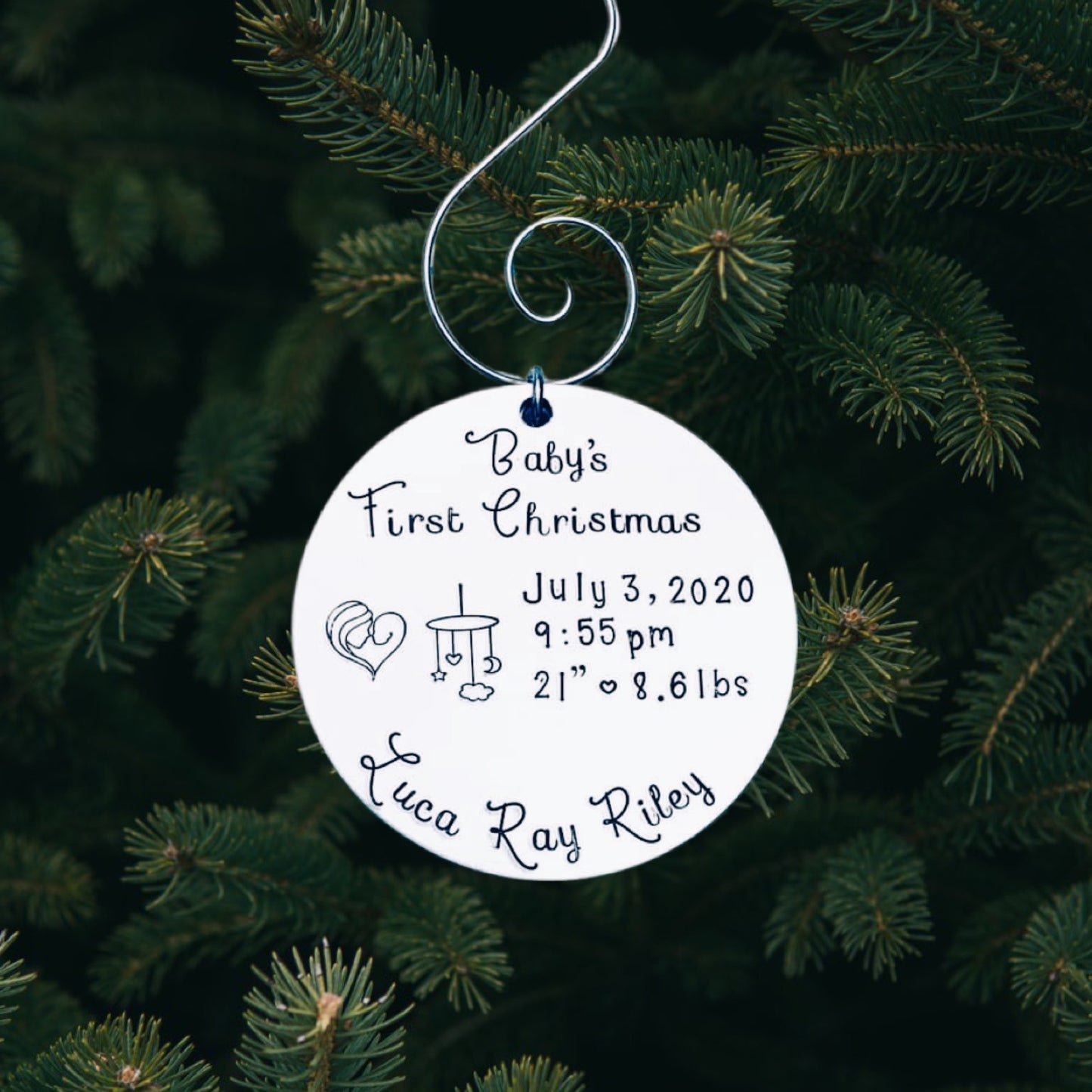 Personalized Baby's First Christmas | Hand Stamped Holiday Ornament