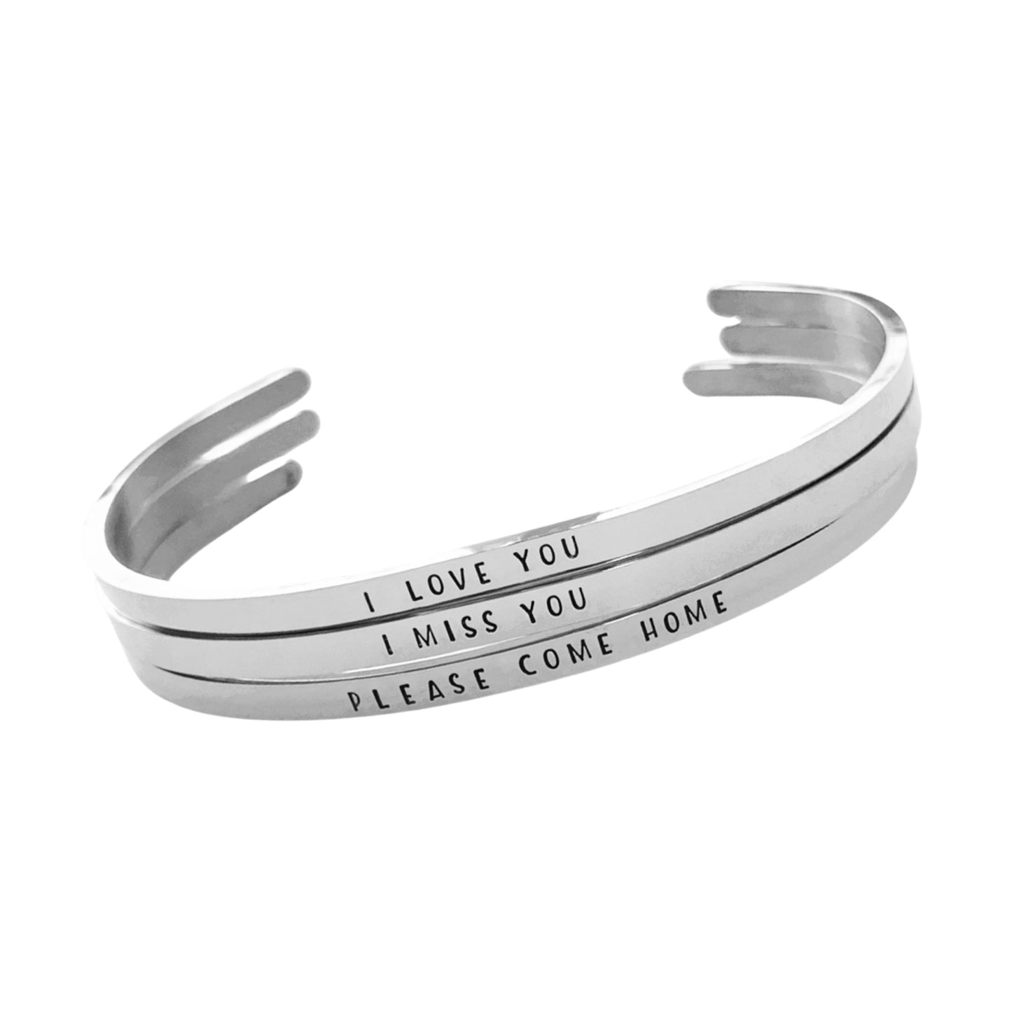 I love you | I miss you | Please come home (BB Easton) - Stackable Cuff Bracelets