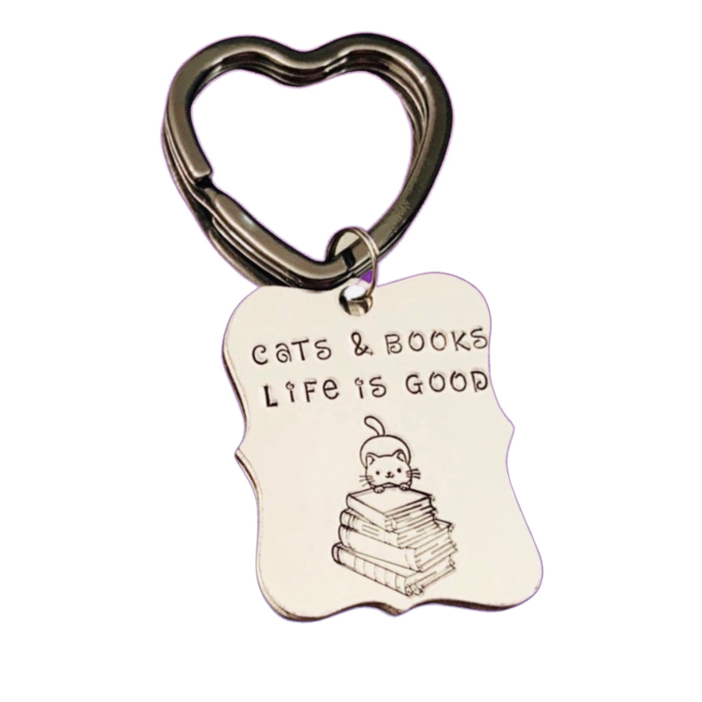 Cats and Books Key Chain