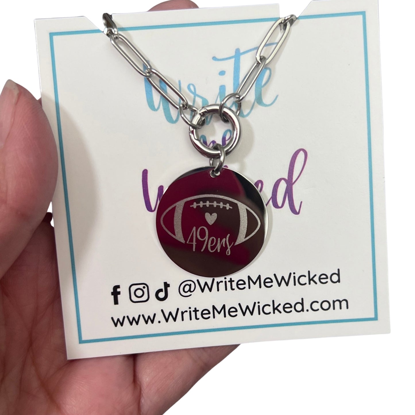 Custom | Personalized Paperclip Link Necklace with Engraved Disc