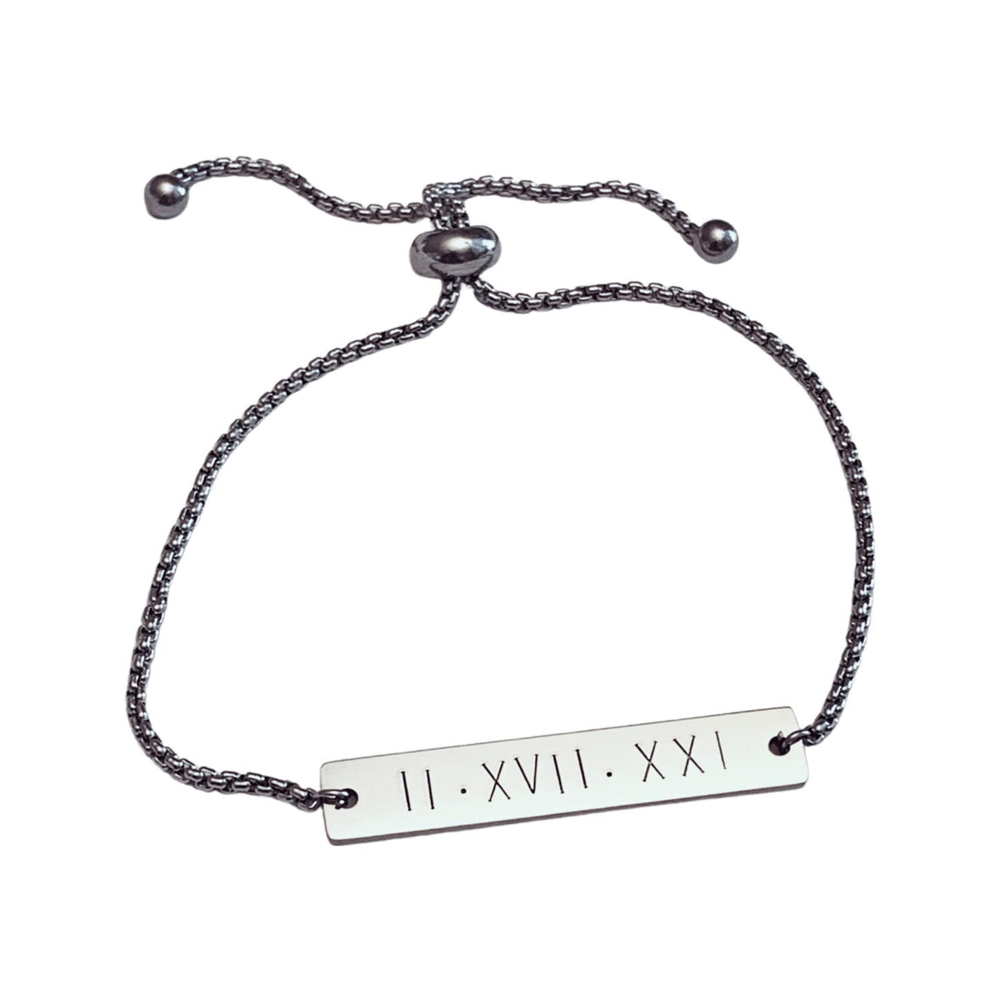 PERSONALIZED Roman Numerals | Adjustable Bar Bracelet