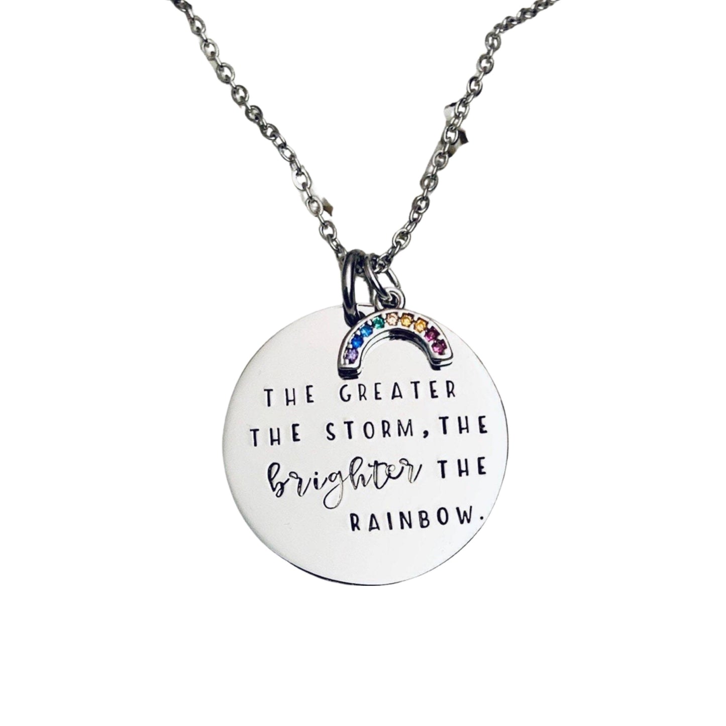 The greater the storm, the brighter the rainbow necklace