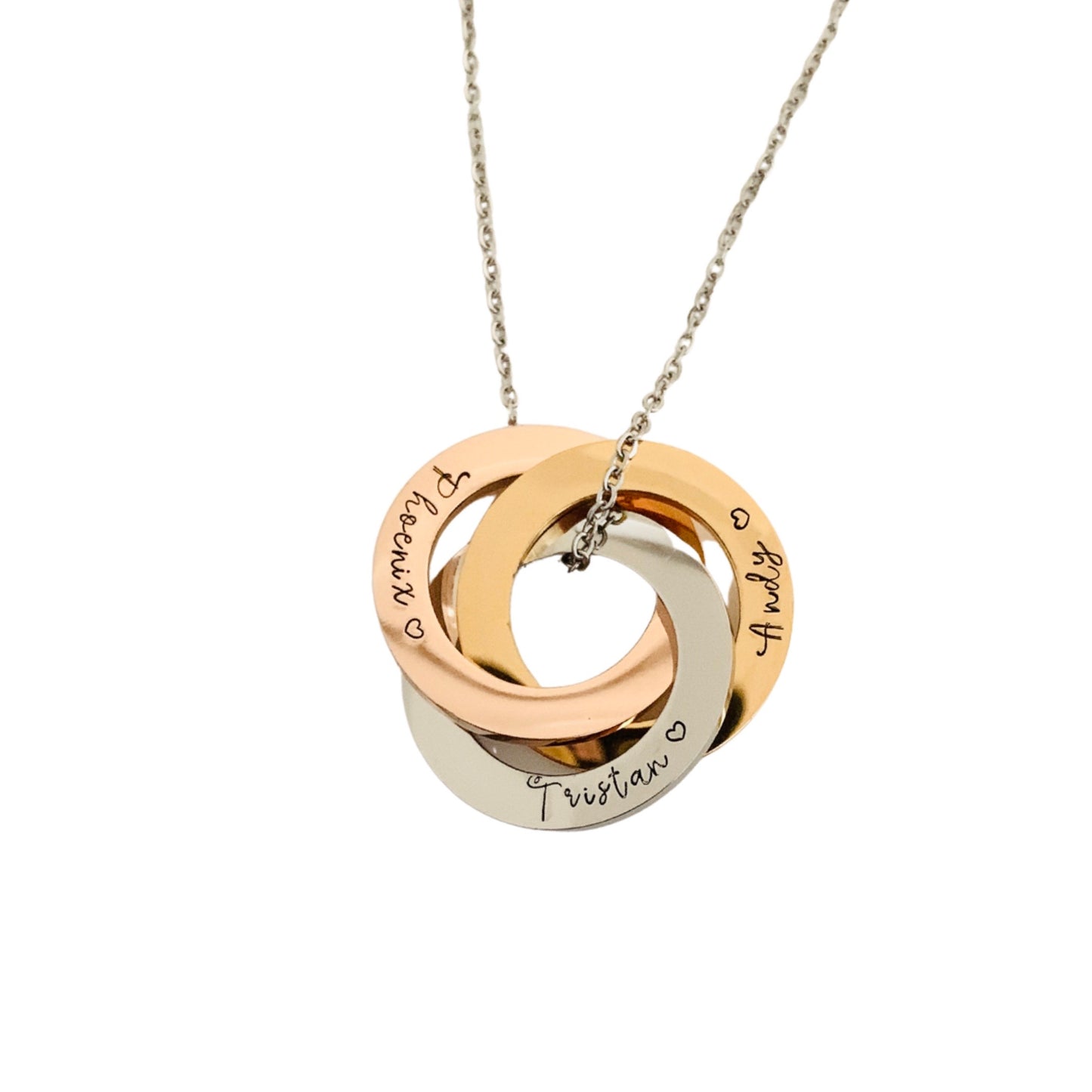 Custom | Personalized | Three Ring Necklace